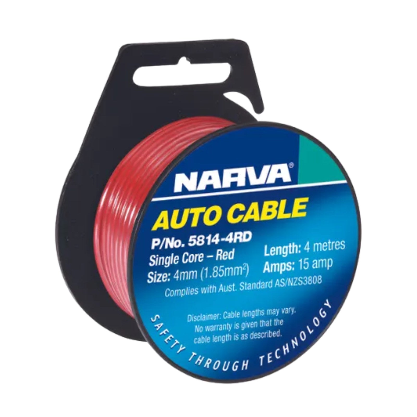 Narva 15A 4mm Red Single Core Cable 4m Copper Indoor Outdoor
