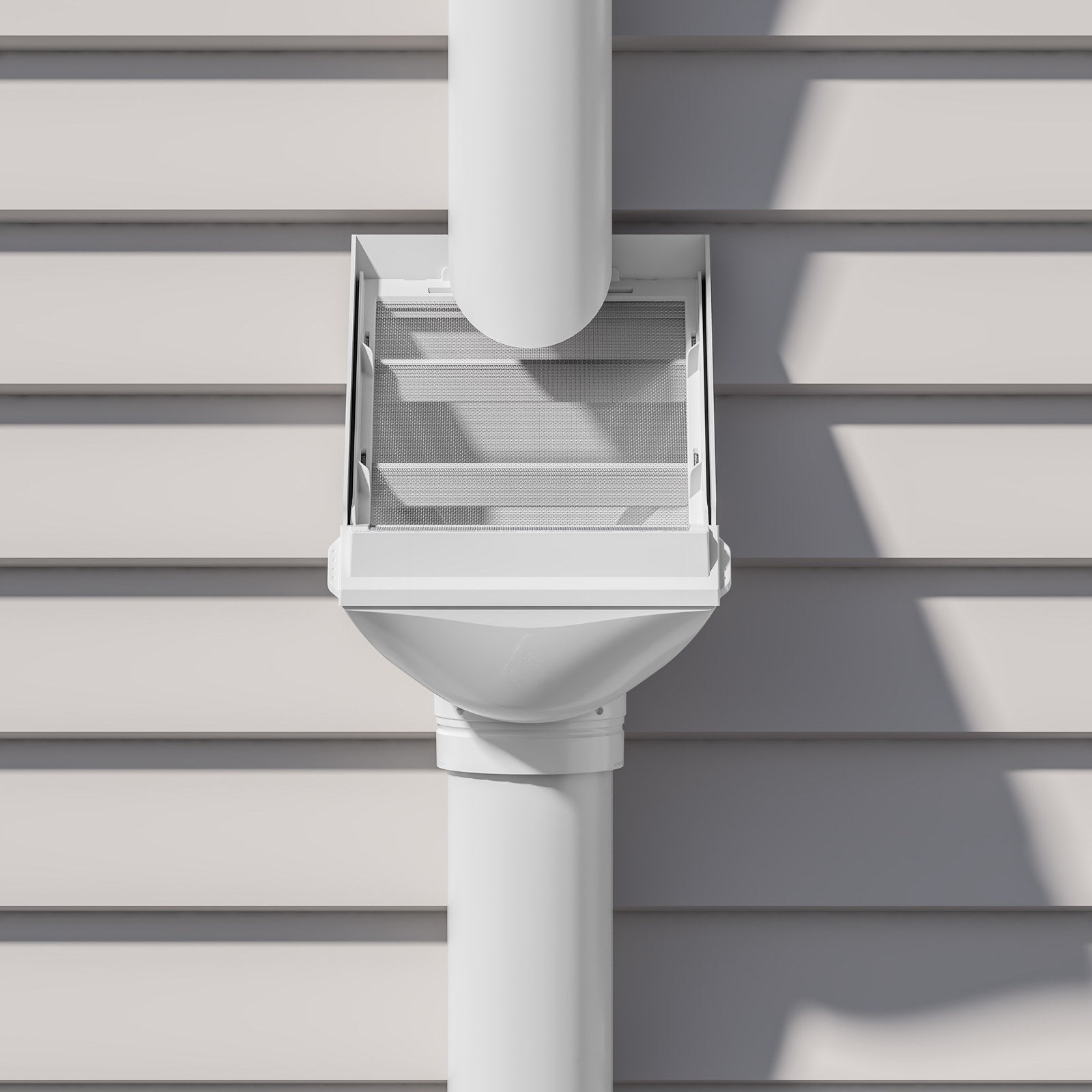 Rain Harvesting 90mm Leaf Beater Rain Head, White UPVC with Stainless Steel Mesh