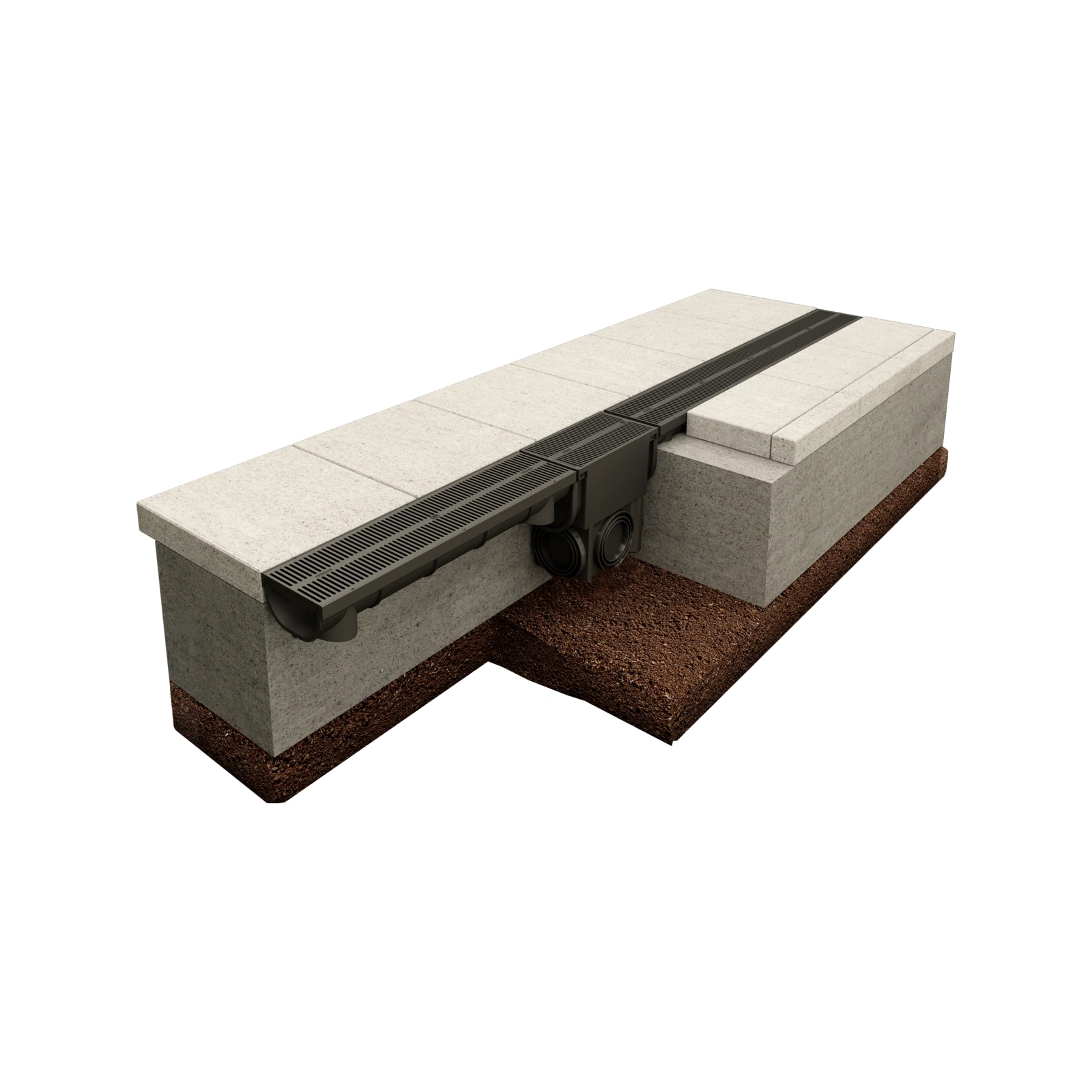 Everhard EasyDRAIN Compact 1m Polymer Grate and Channel, Black UV Stabilised Push-Connect Drain