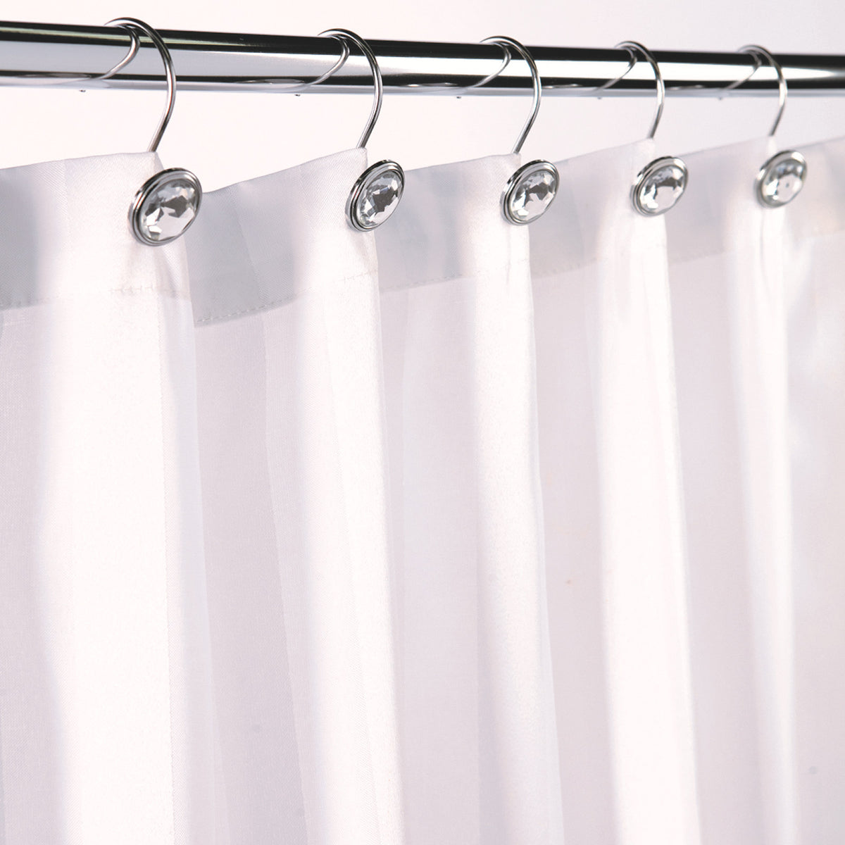 Barelli 180 x 180cm White Polyester Shower Curtain, Plain, 12 Rings