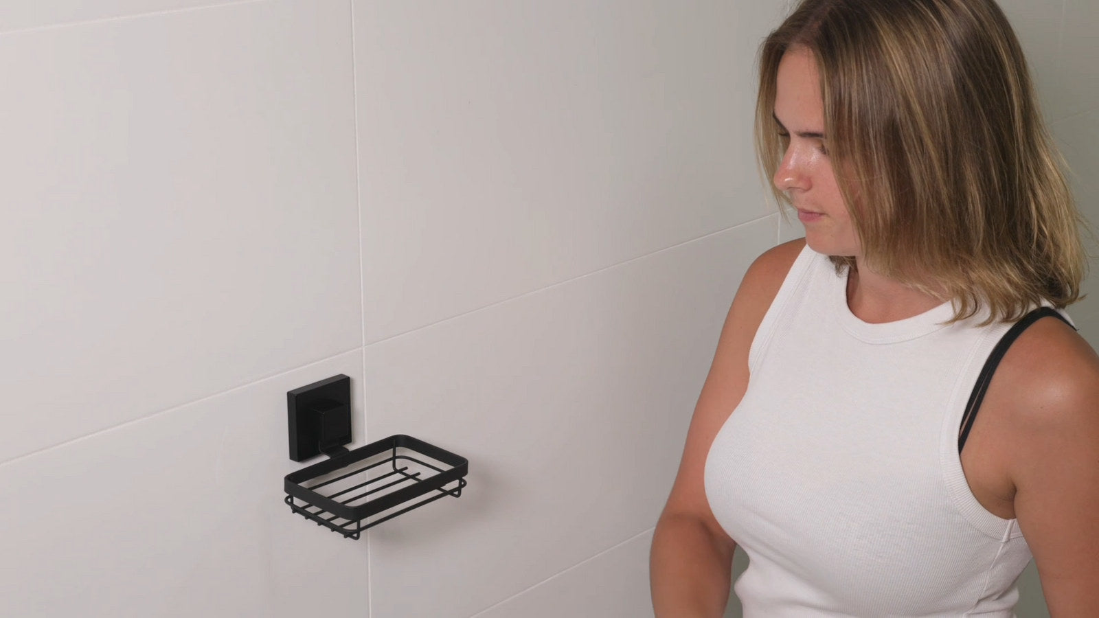 Fusion-Loc 13kg Suction Soap Dish - Matte Black Powder Coated Steel