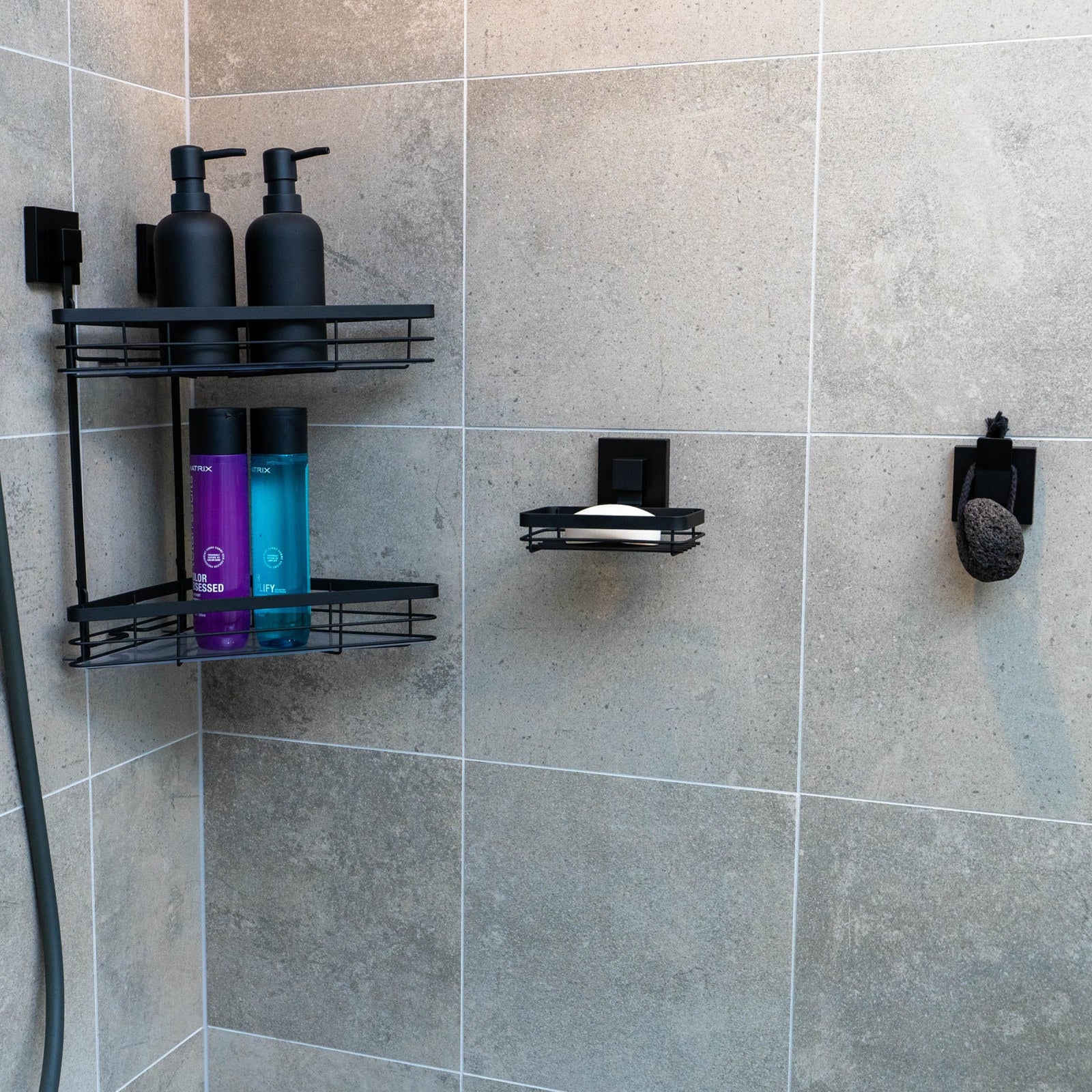 Fusion-Loc 13kg Suction Soap Dish - Matte Black Powder Coated Steel