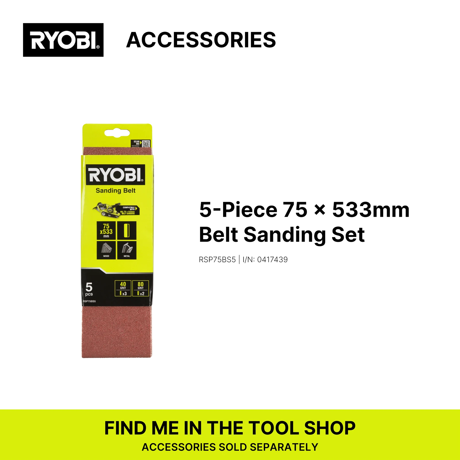 Ryobi 18V ONE+ Belt Sander R18BS-0 Cordless Skin Only, 250m/min Belt Speed