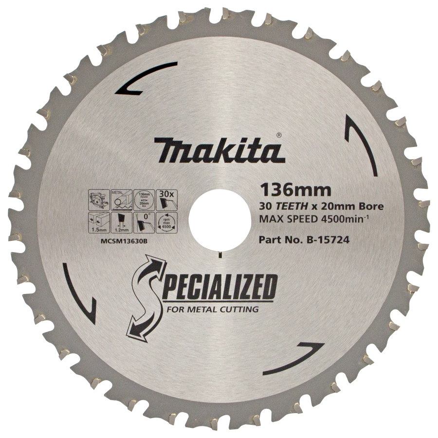 Makita 136mm 30T Metal Cutting Circular Saw Blade 20mm Bore B-15724