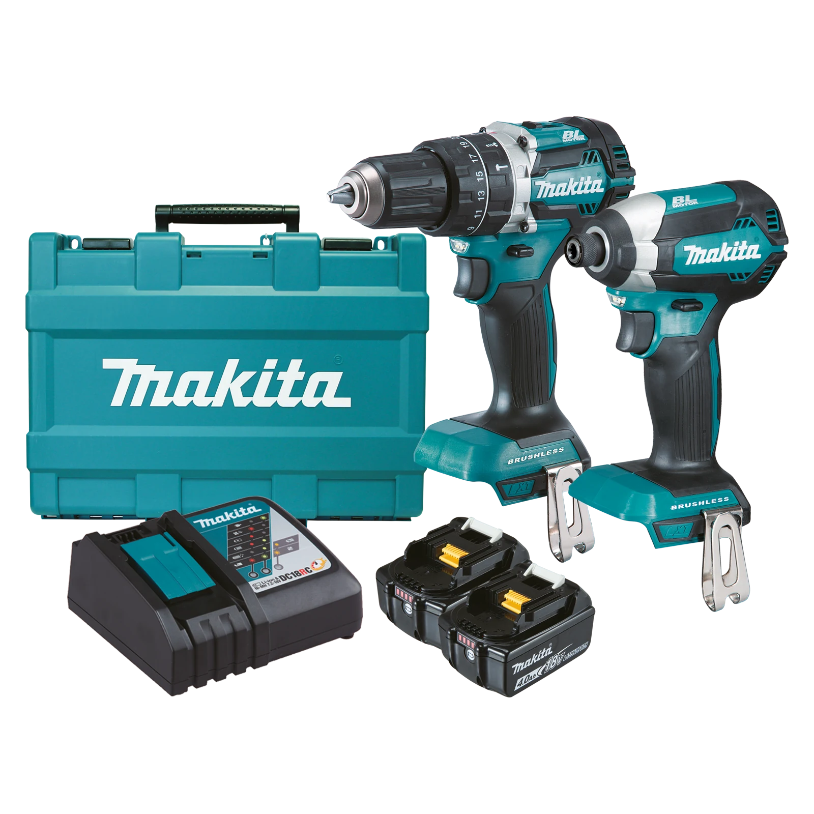 Makita 18V LXT Brushless 2 Piece Combo Kit DLX2180MX, Drill & Impact Driver, 2 x 4.0Ah, Case