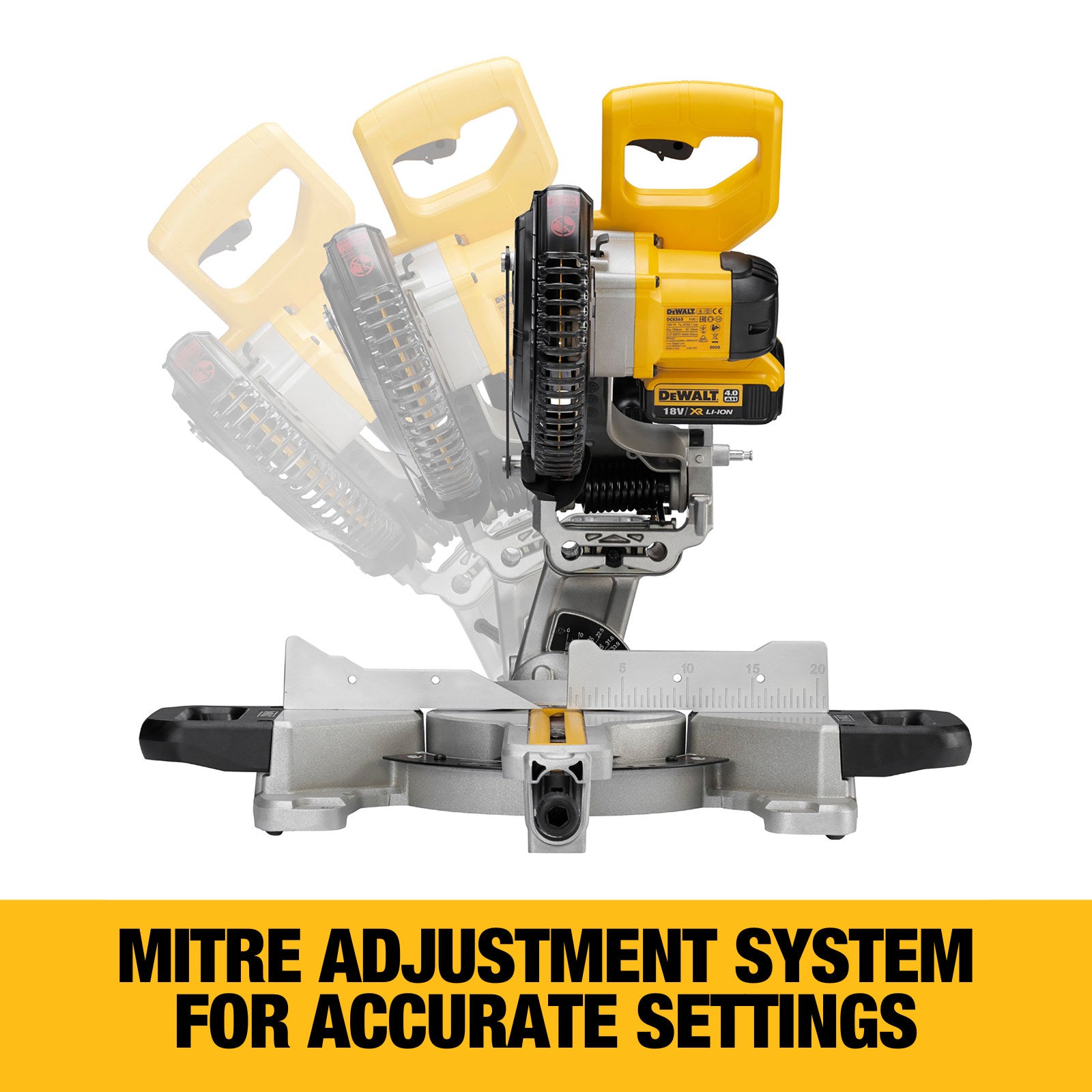DeWALT 18V XR 184mm Cordless Sliding Mitre Saw - Skin Only DCS365N-XE