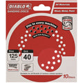 Diablo 125mm 40 Grit Hook & Loop Random Orbital Sanding Discs - 10 Pack