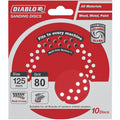 Diablo 125mm 80 Grit Hook & Loop Random Orbital Sanding Discs, Ceramic Blend, 10 Pack