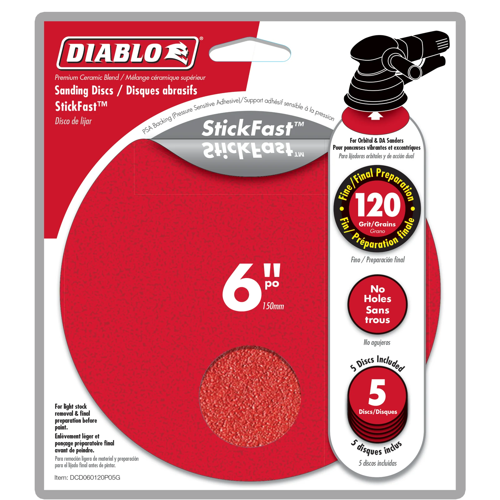 Diablo 150mm 120 Grit Random Orbital Sanding Disc - 5 Pack