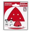 Diablo 93 x 93mm 40 Grit Delta Detail Sander Sheets - 10 Pack