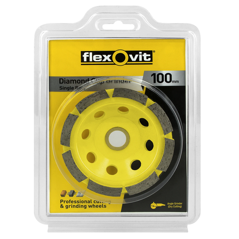 Flexovit 100mm Single Row Diamond Cup Grinder for Angle Grinders