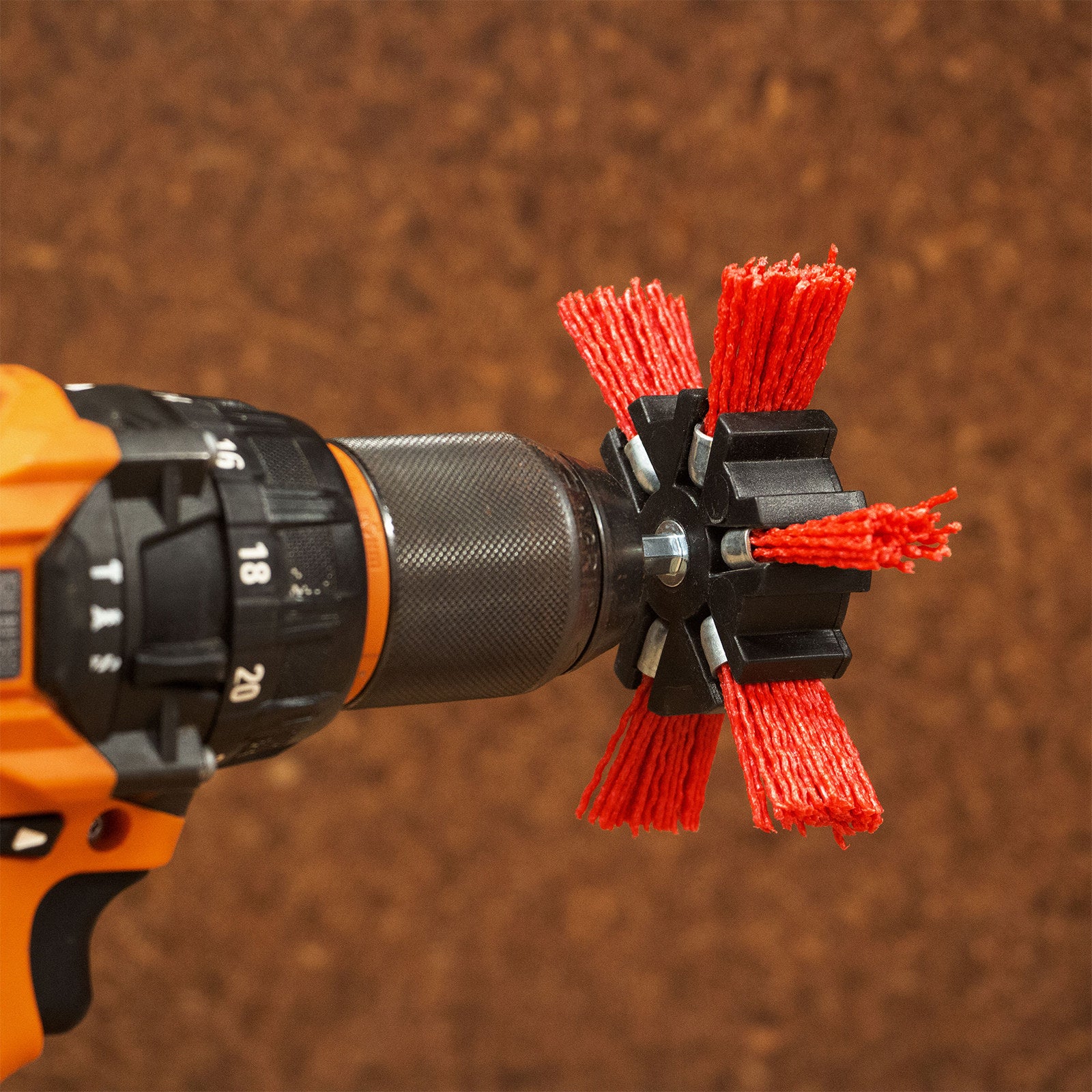 Josco 100mm Red Abrasive Nylon Fan Brush for Angle Grinders