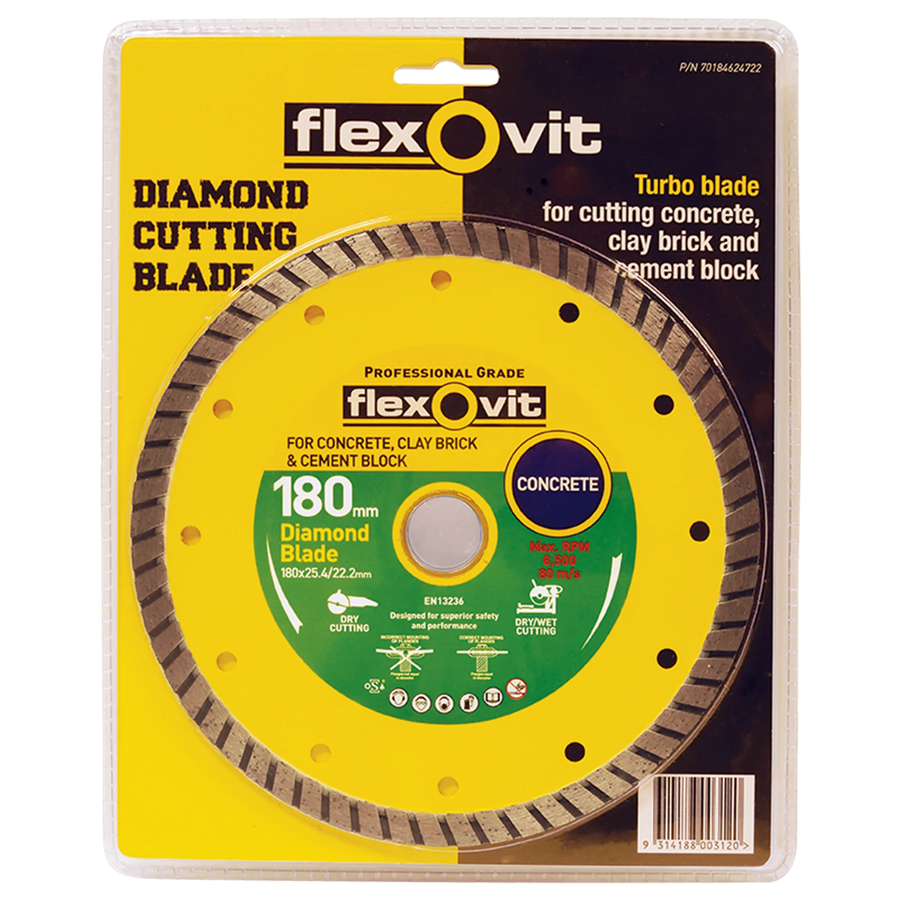 Flexovit 180 x 2.6 x 25/22mm Turbo Diamond Blade