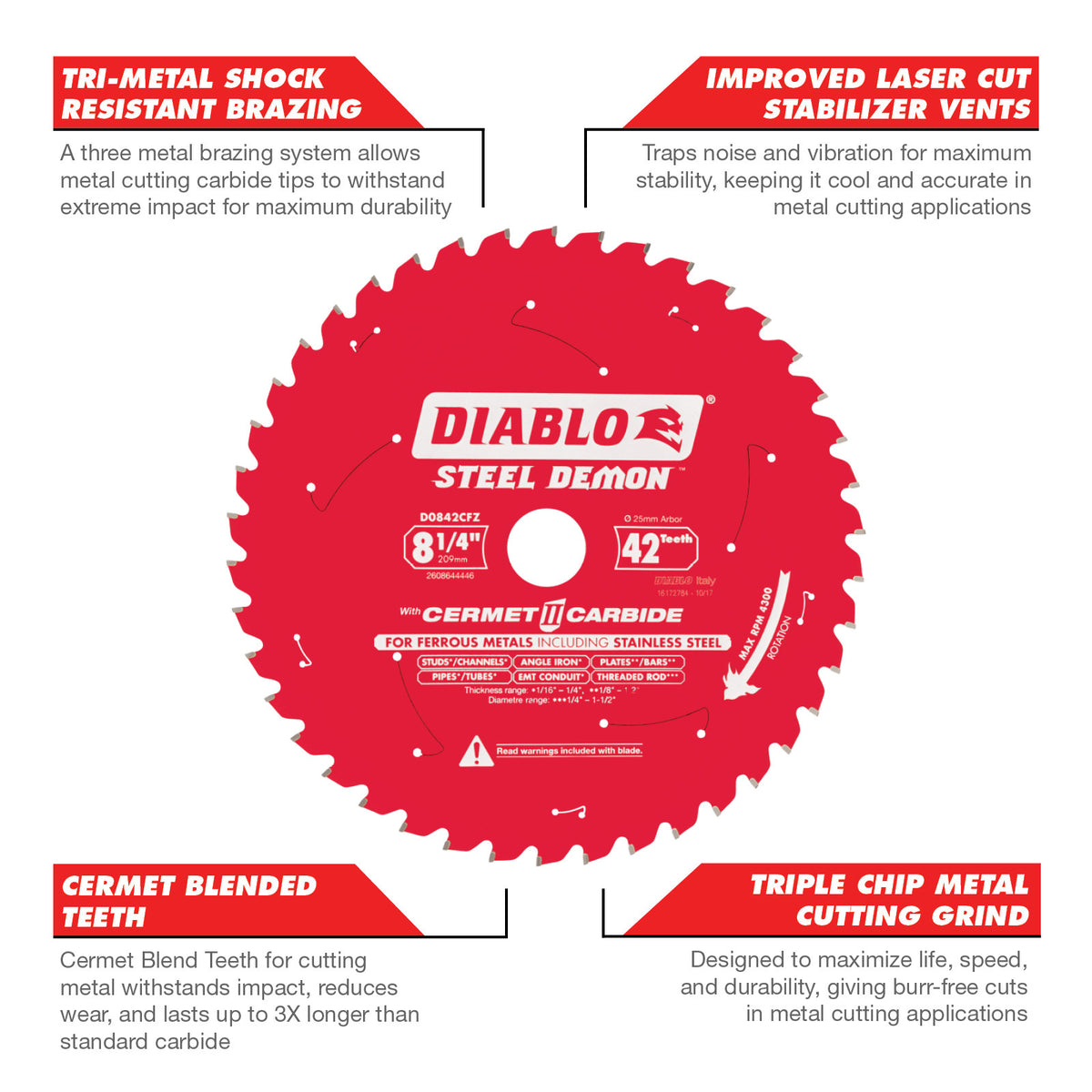 Diablo 209mm 42T Steel Demon Ferrous Metal Circular Saw Blade