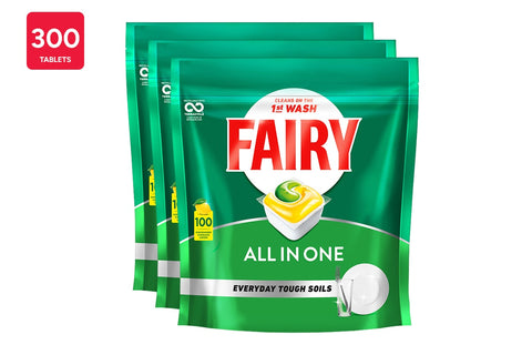 Fairy All In One Lemon 300 Dishwasher Tablets (3 x 100 Pack)