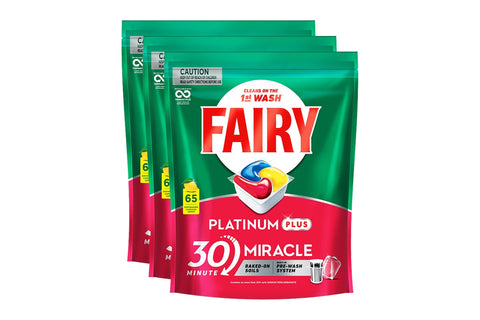 Fairy Platinum Plus Lemon 195 Dishwasher Tablets (3 x 65 Pack)