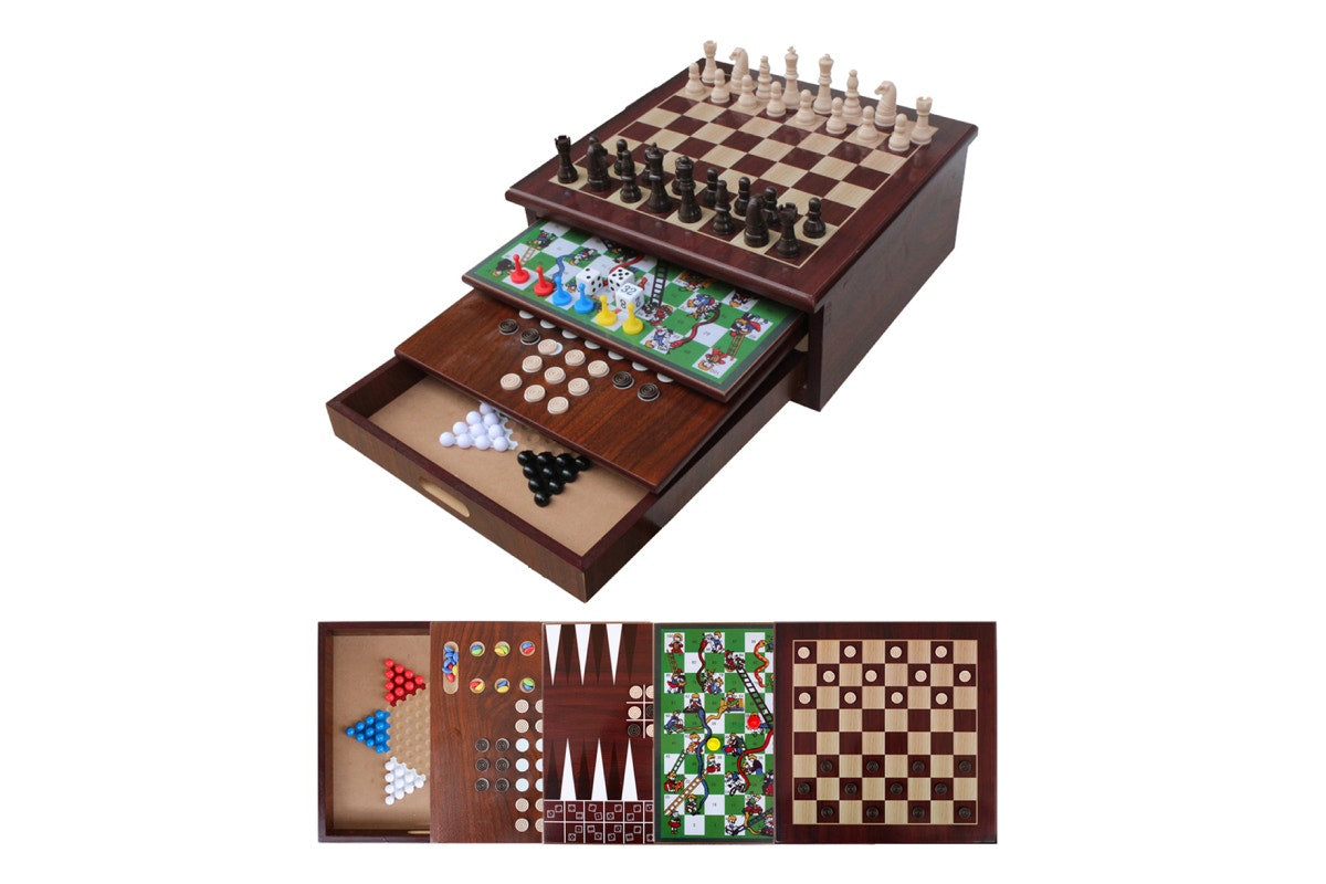 Kogan 15-in-1 Games Board (Dark Brown)