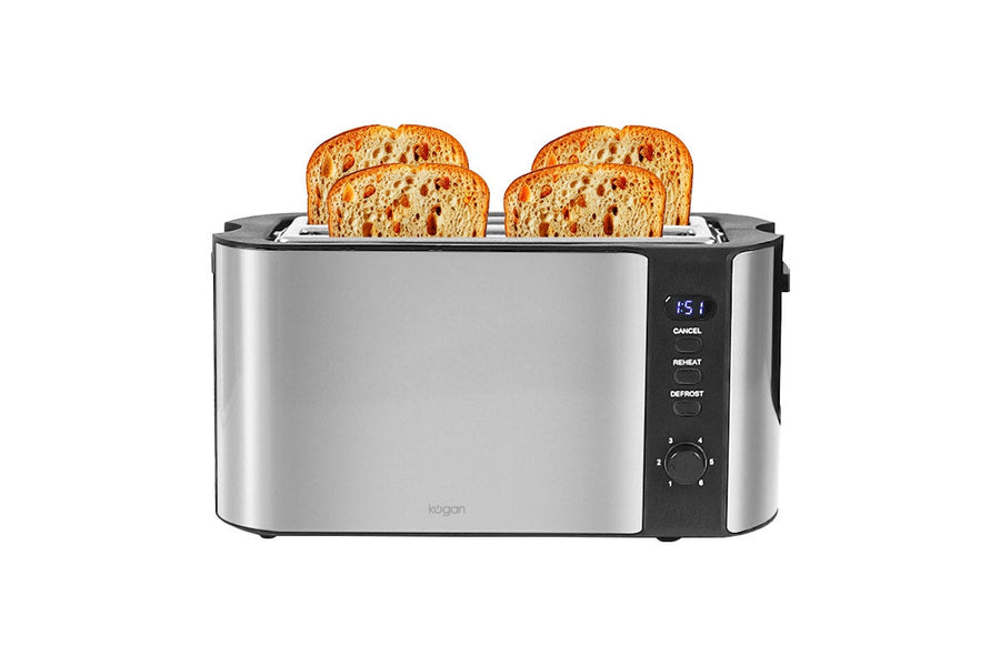 Kogan 4 Slice Long Slot Stainless Steel Toaster