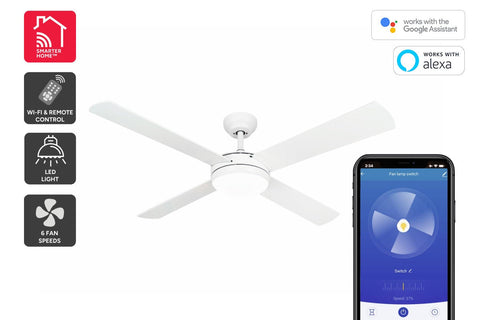 Kogan SmarterHome™  132cm DC Motor Ceiling Fan with LED Light - White - SuperSaverAU - view 1