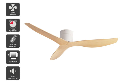Kogan 132cm DC Motor Ceiling Fan with Remote (Oak)