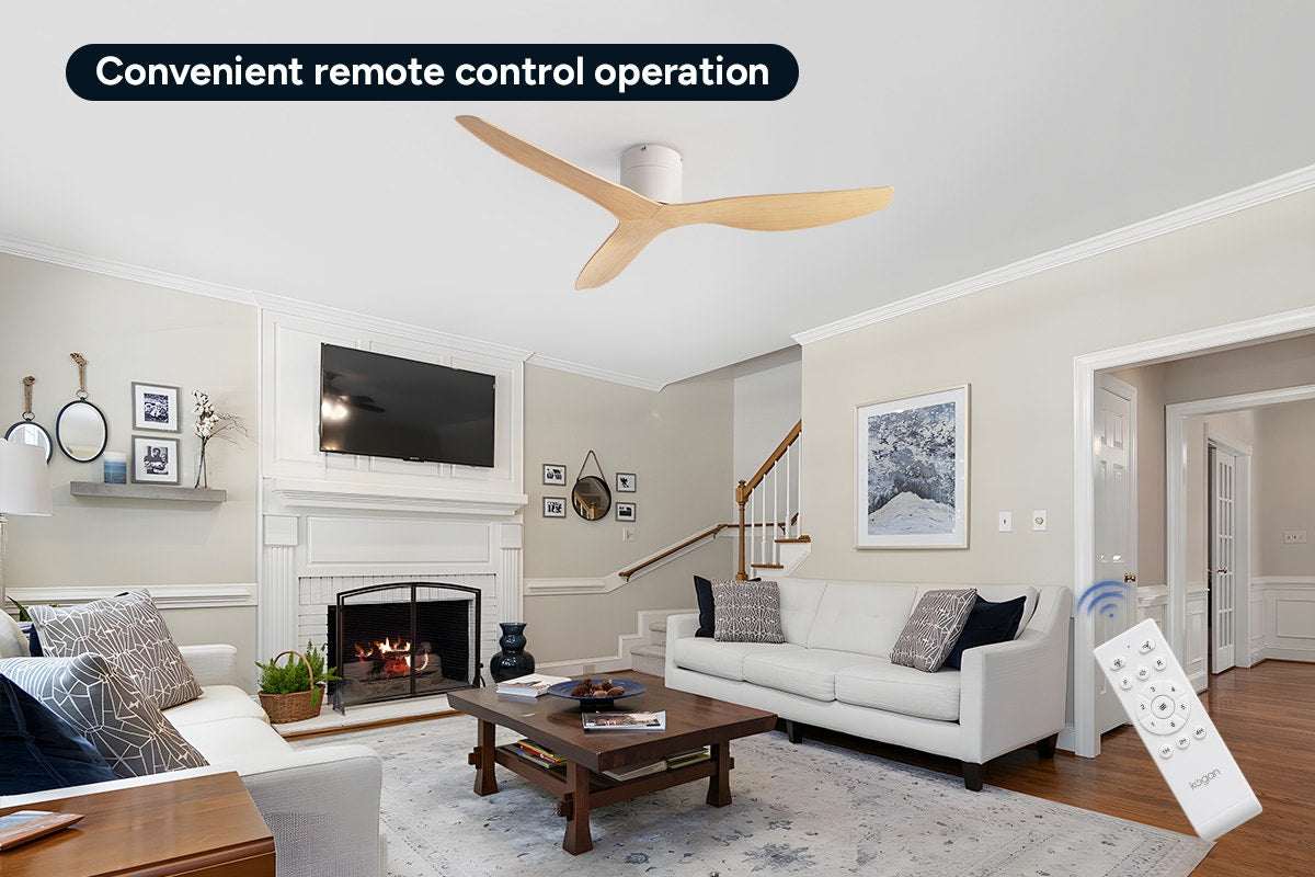Kogan 132cm DC Motor Ceiling Fan with Remote (Oak)
