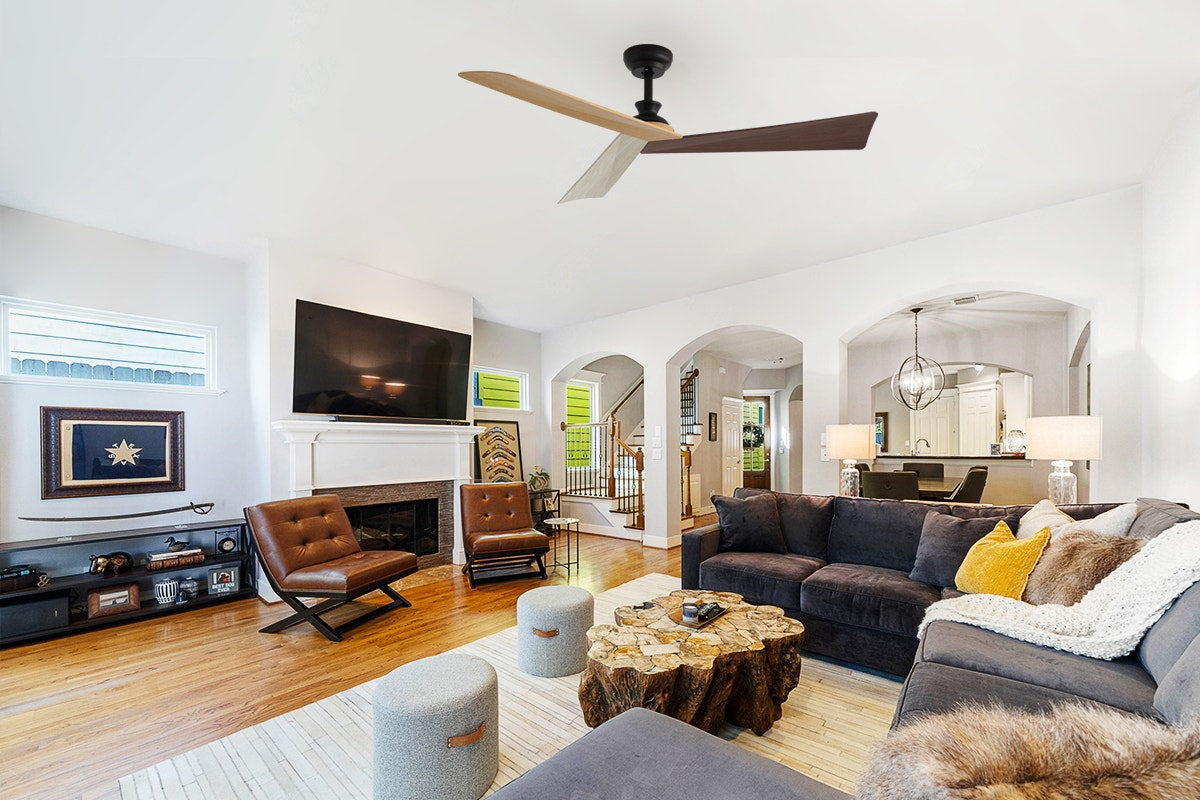 Kogan 132cm DC Motor Ceiling Fan with Remote (Oak/Walnut/Beige)