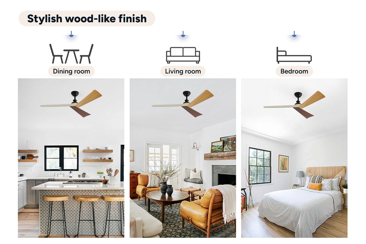 Kogan 132cm DC Motor Ceiling Fan with Remote (Oak/Walnut/Beige)