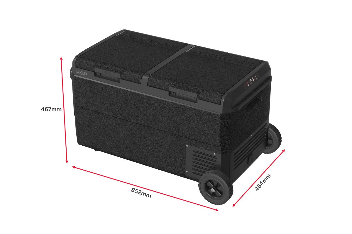 Kogan 75L Dual Zone Portable Fridge Freezer with Wheels