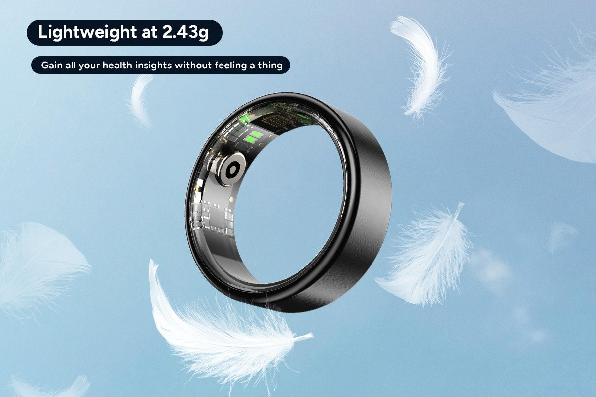 Kogan Aura Ti Smart Ring (Titanium, Graphite, Size 7)