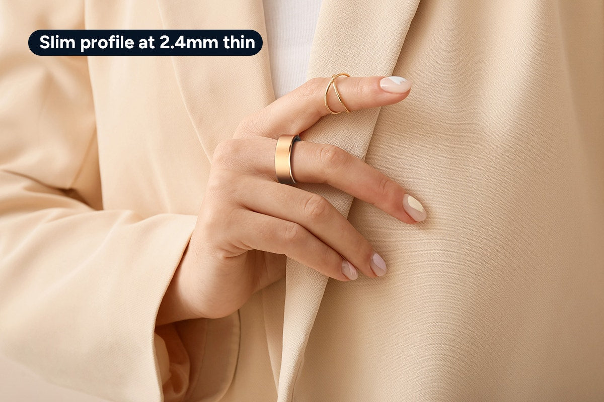 Kogan Aura Ti Smart Ring (Titanium, Rose Gold, Size 11)
