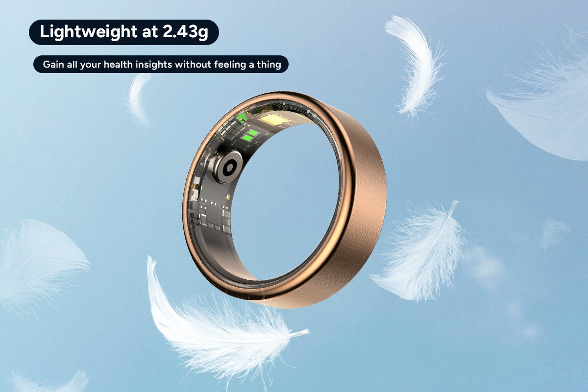 Kogan Aura Ti Smart Ring (Titanium, Rose Gold, Size 10)