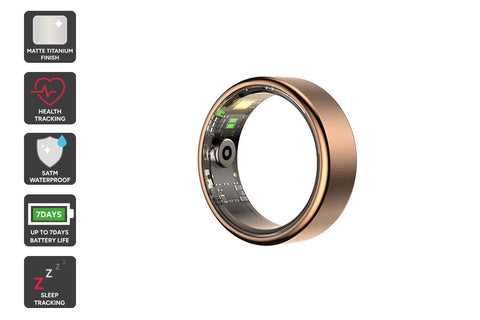 Kogan Aura Ti Smart Ring (Titanium, Rose Gold, Size 12)