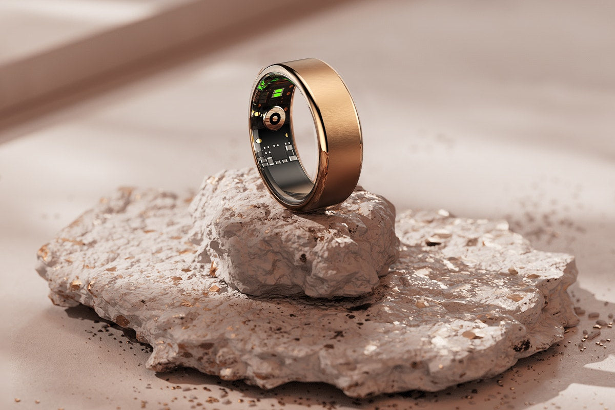 Kogan Aura Ti Smart Ring (Titanium, Rose Gold, Size 7)