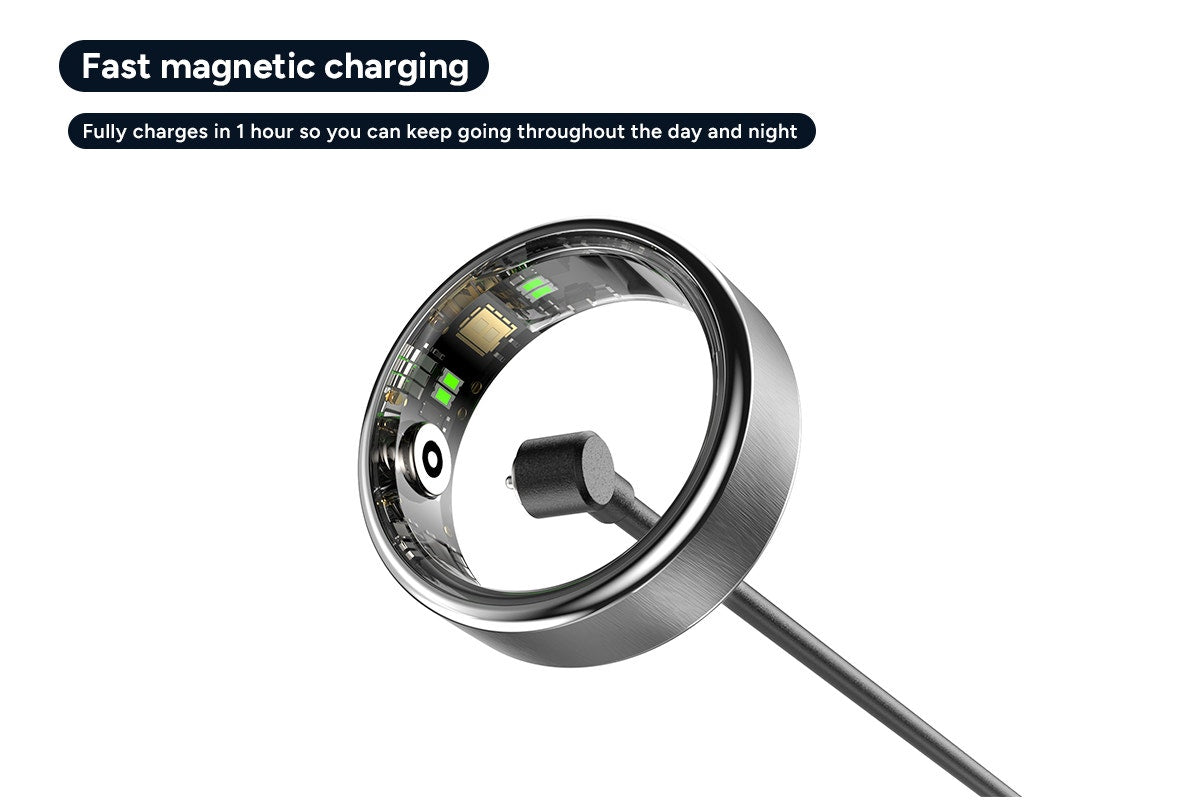 Kogan Aura Ti Smart Ring (Titanium, Silver, Size 10)