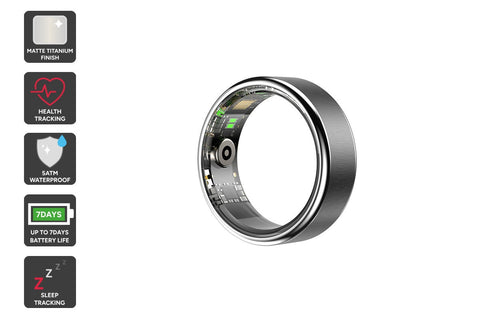 Kogan Aura Ti Smart Ring (Titanium, Silver, Size 9)