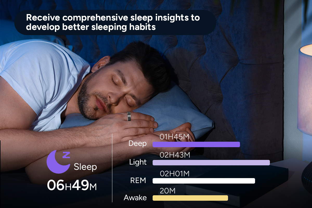 Kogan Aura Ti Smart Ring (Titanium, Silver, Size 9)