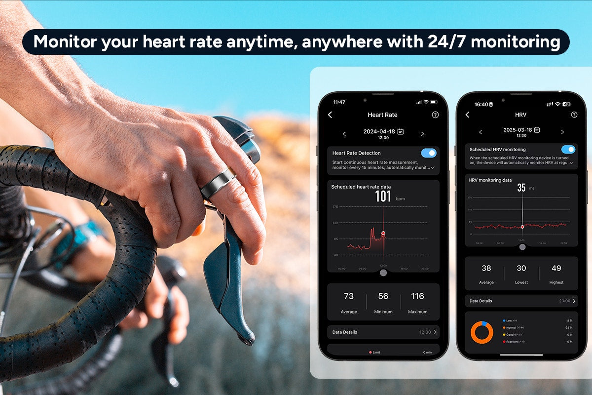 Kogan Aura Ti Smart Ring (Titanium, Silver, Size 12)