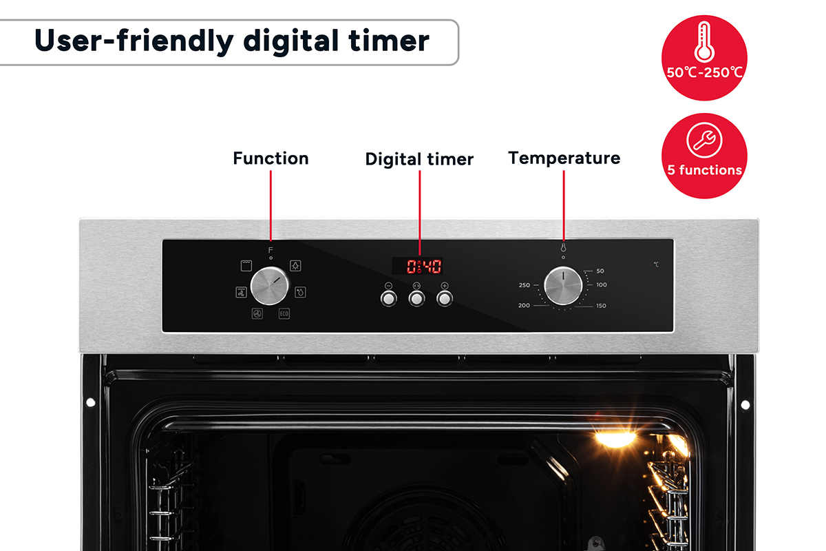 Kogan 60cm Electric Built-in Oven with Digital Timer - 5 Functions - SuperSaverAU - view 7