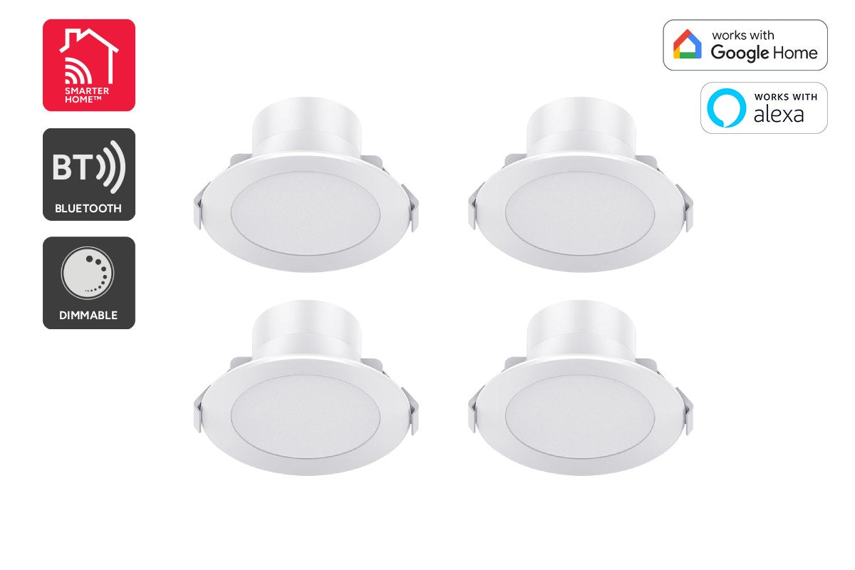 Kogan SmarterHome™ Smart RGB+CCT Bluetooth Mesh Dimmable LED Downlight (4 Pack)