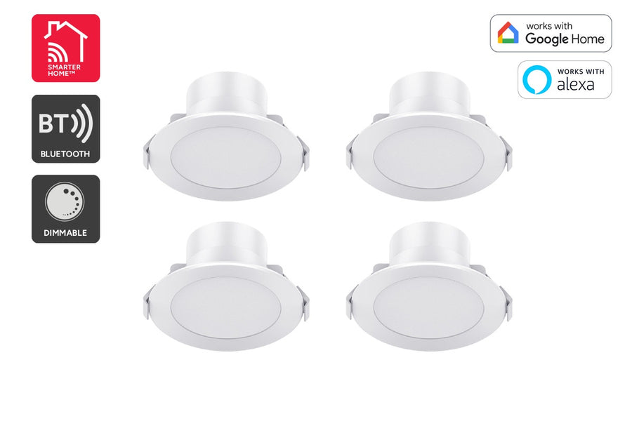 Kogan SmarterHome™ Smart RGB+CCT Bluetooth Mesh Dimmable LED Downlight (4 Pack)