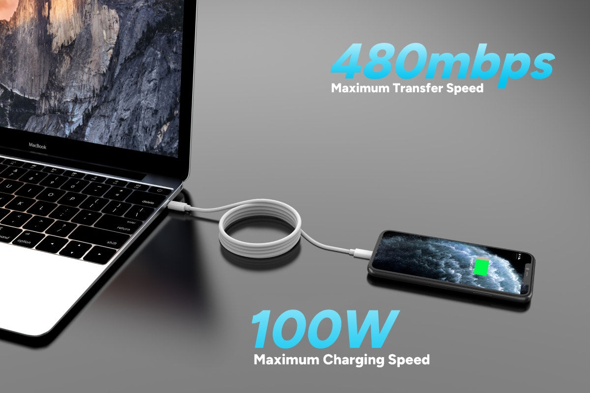 Kogan 100W PD Silicone USB-C Charge Cable  - 2m)