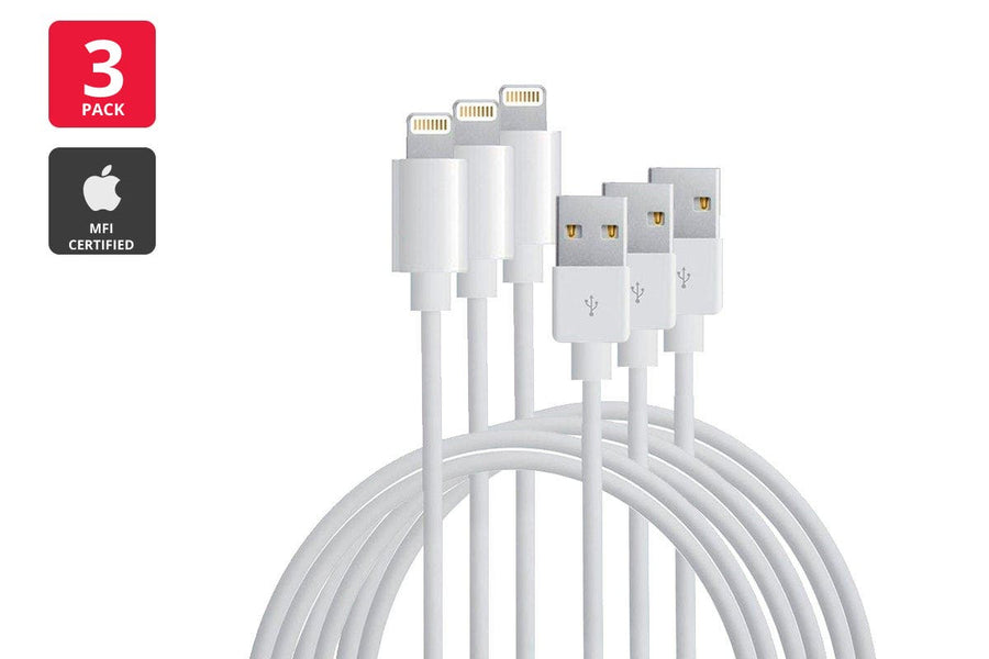 Apple MFI Certified Black Lightning to USB Cable 2m, White - 3 Pack - SuperSaverAU - view 1
