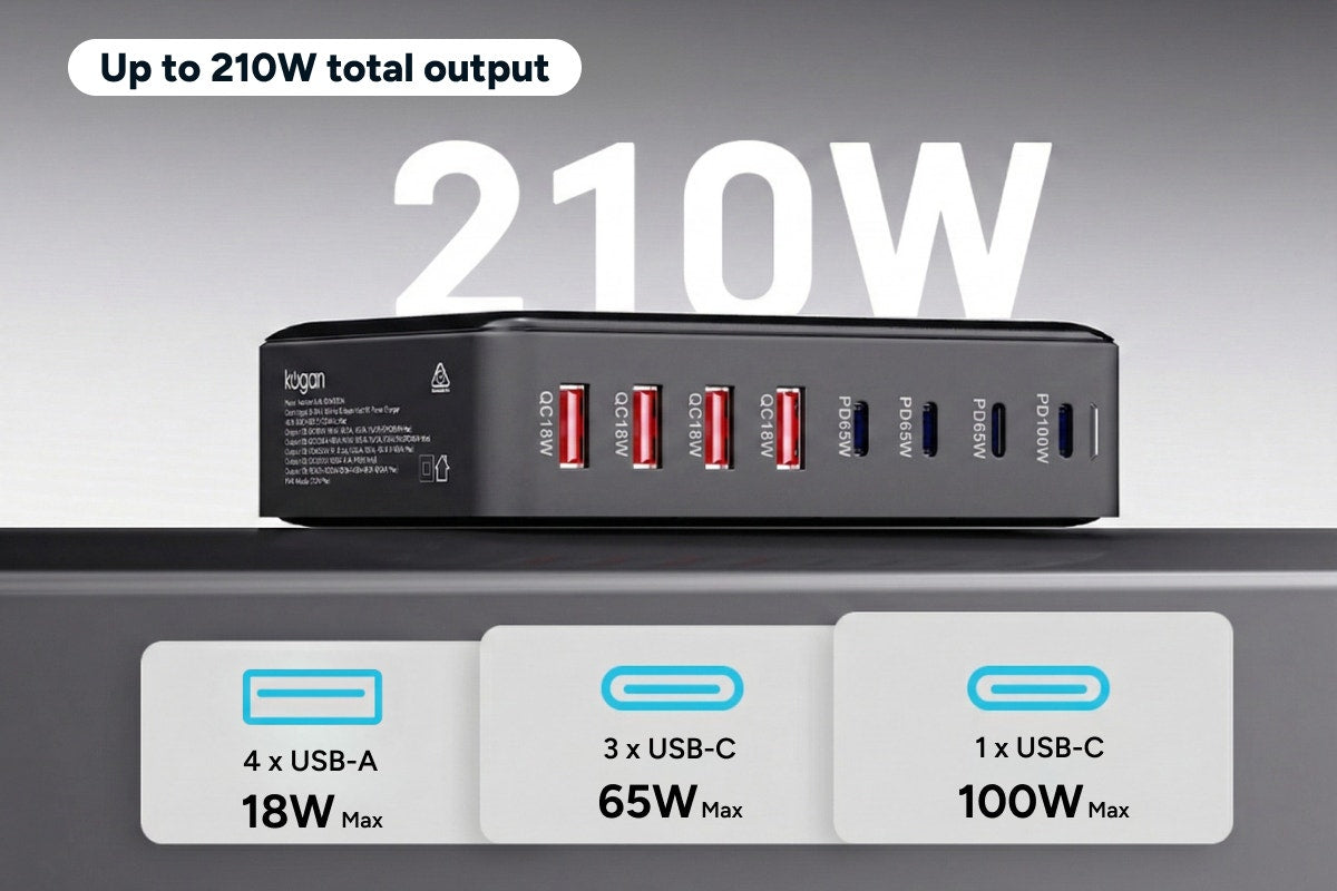 Kogan 210W 8-Port GaN PD Super Fast Charging Station