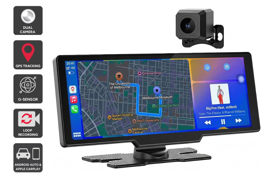 Kogan 4K Front and Rear Dash Cam with 10.26" Carplay Display