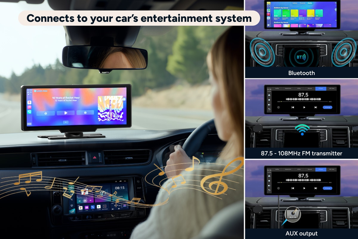 Kogan 4K Front and Rear Dash Cam with 10.26" Carplay Display