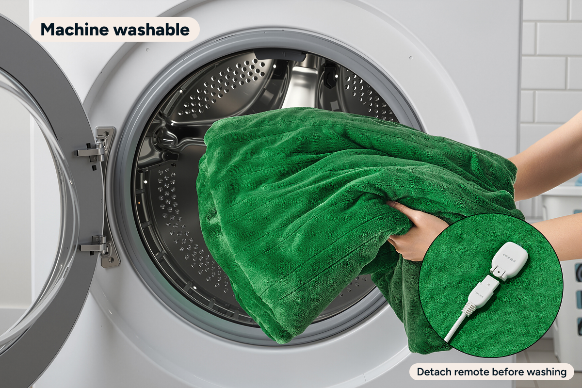 Kogan Washable Electric Heated Throw Blanket (Green, 160 x 130cm)