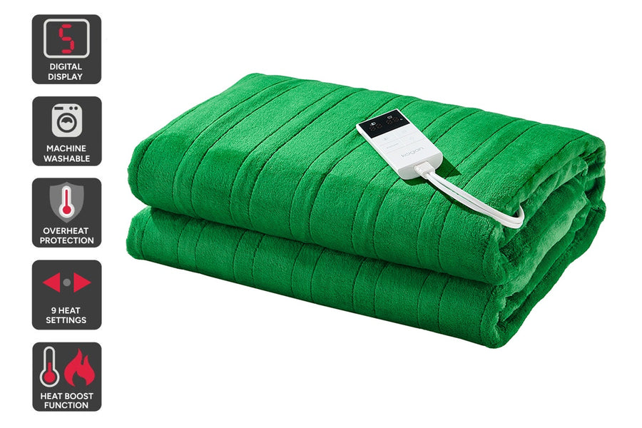 Kogan Washable Electric Heated Throw Blanket (Green, 200 x 180cm)