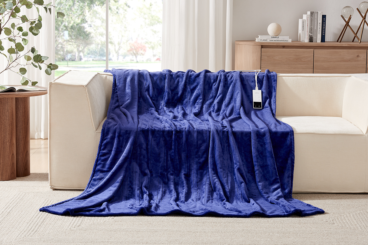 Kogan Washable Electric Heated Throw Blanket (Navy, 200 x 180cm)