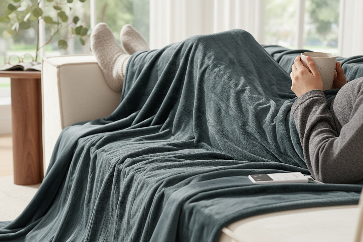 Kogan Washable Electric Heated Throw Blanket (Charcoal, 160 x 130cm)