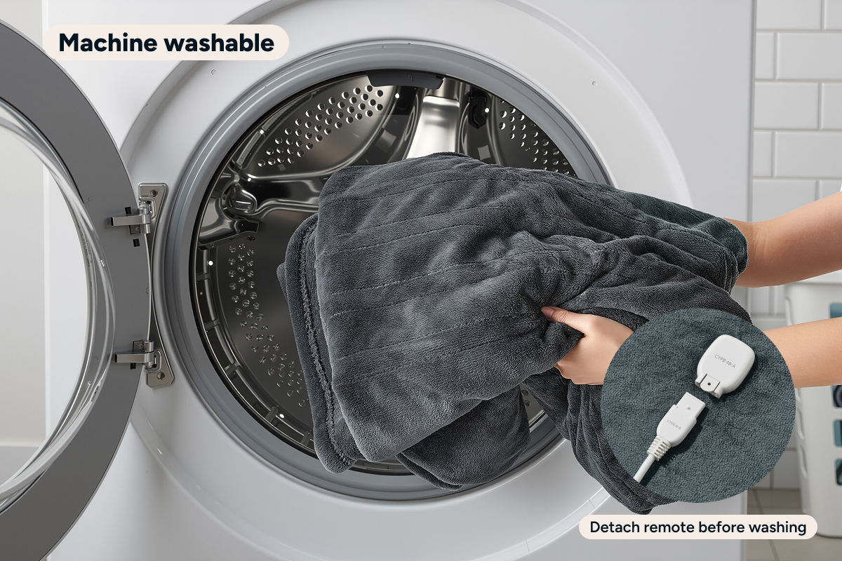 Kogan Washable Electric Heated Throw Blanket (Charcoal, 200 x 180cm)